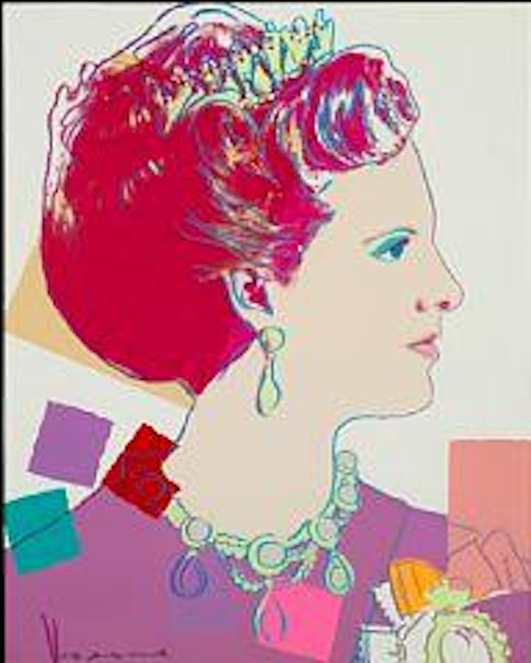 Queen Margrethe II.  From the series Reigning Queens (Royal Edition, Diamond Dust) by Andy Warhol