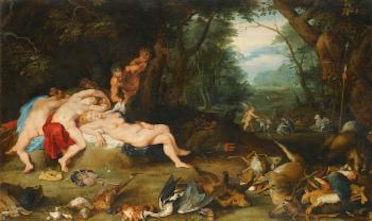 Landscape With Diana And Her Nymphs Resting by Jan Brueghel by Peter Paul Rubens