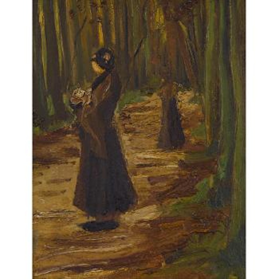 Two women in a wood by Vincent van Gogh