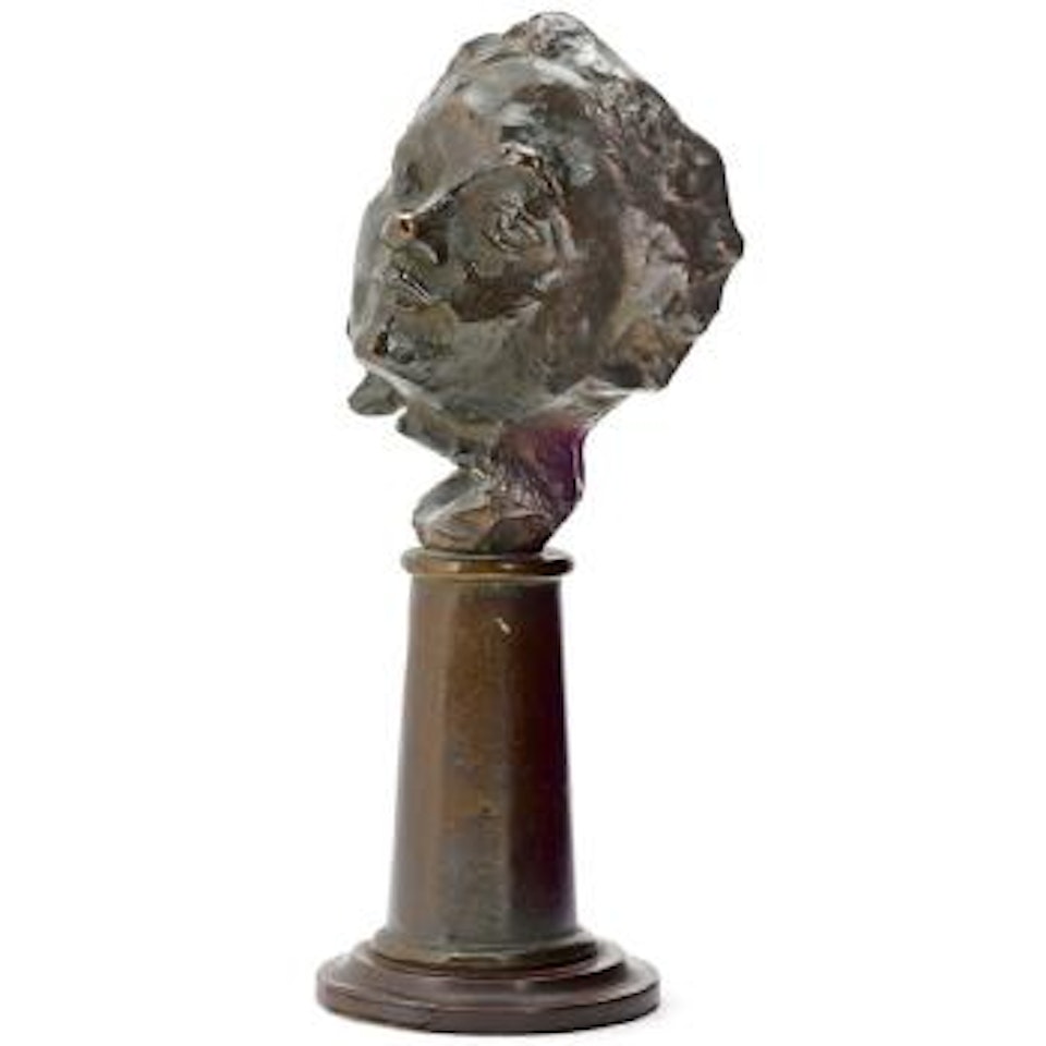 Masque de femme au nez retroussé, petit modèle - variante sur colonne circulaire by Auguste Rodin