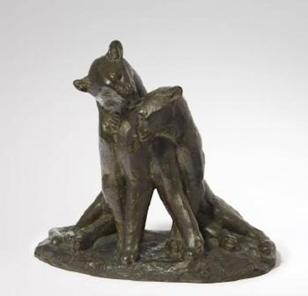 Panthères se léchant by Georges Lucien Guyot