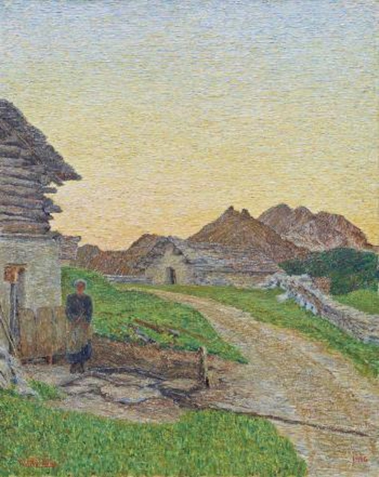 Bäuerin vor dem Stall by Gottardo Segantini