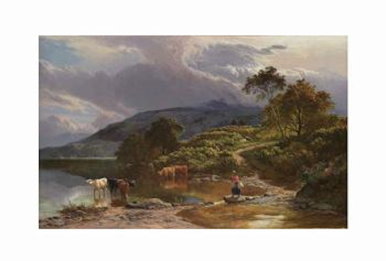Cattle watering on the Barmouth Estuary, North Wales by Sidney Richard Percy