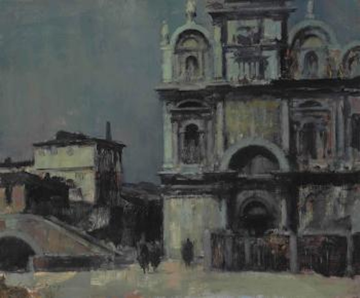Piazza San Zanipolo, moonlight by Edward Seago