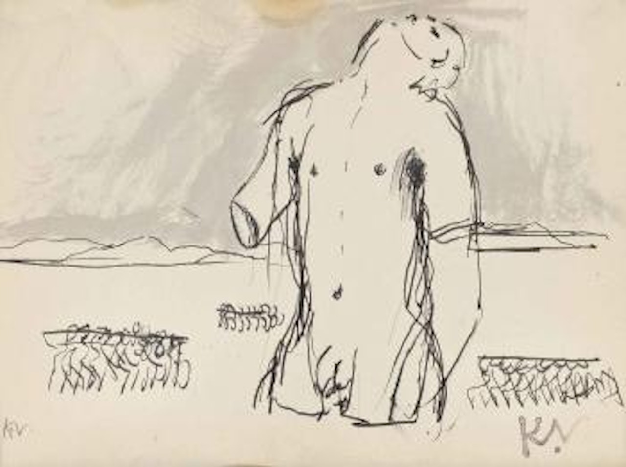 Man with army; Idol II by Keith Vaughan