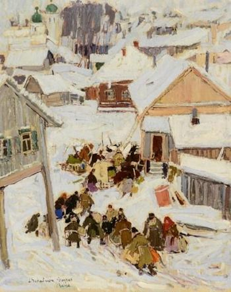Russian village in winter by Leon Gaspard