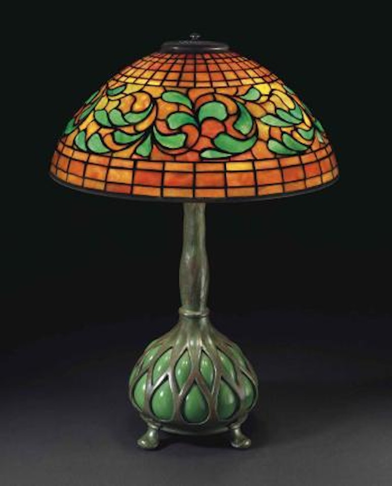 A 'Swirling Leaf' Table Lamp by Tiffany Studios