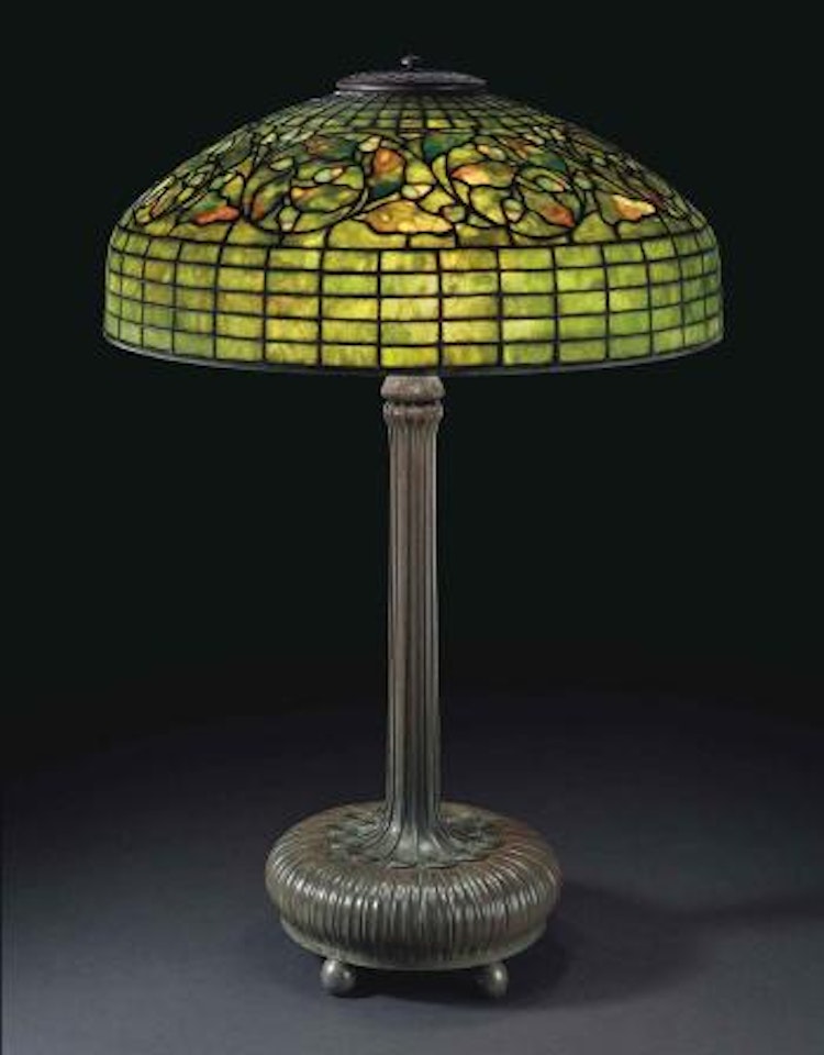 A 'Swirling Oak Leaf' Table Lamp by Tiffany Studios
