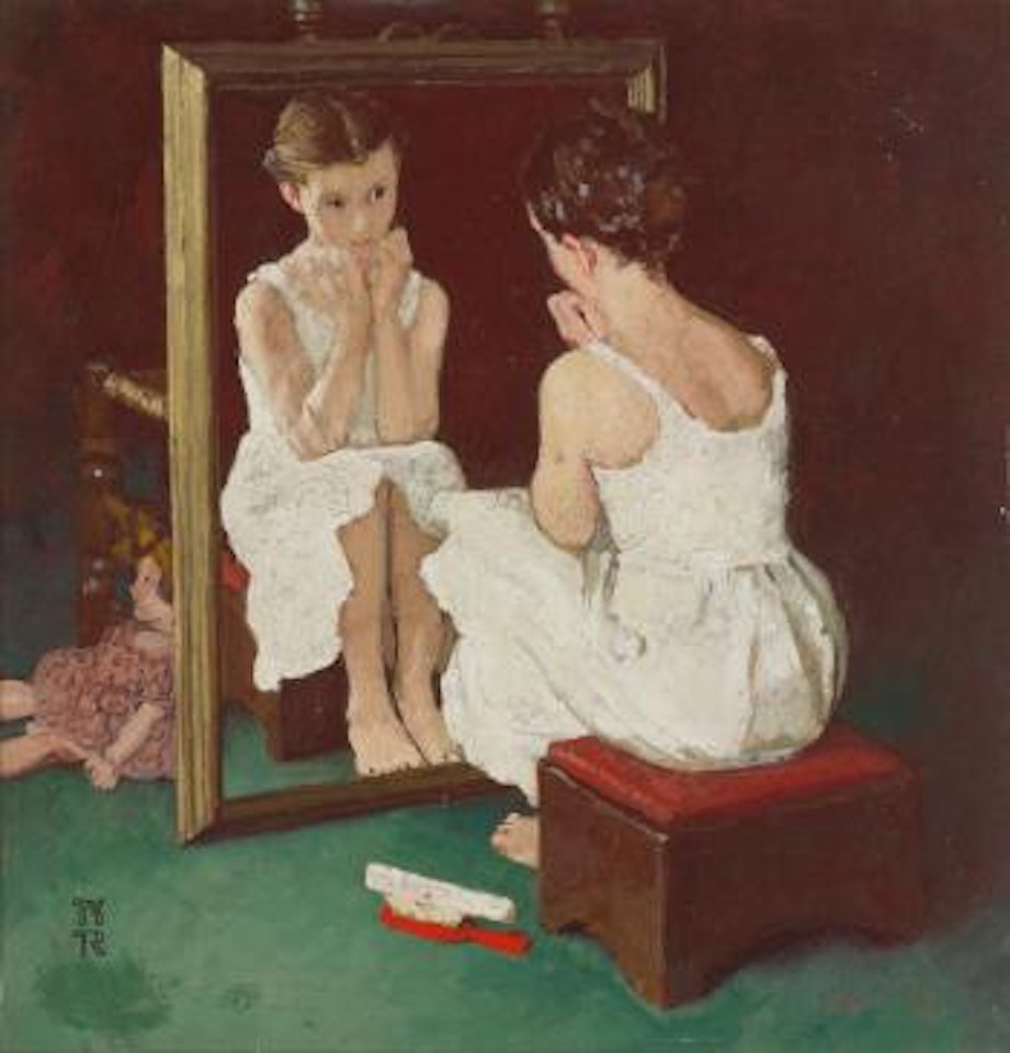 Color Study For Girl At Mirror by Norman Rockwell