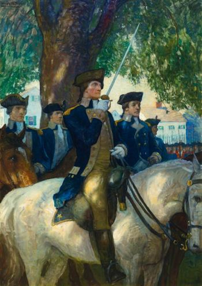 Beginning Of The American Union Washington Salutes The Flag As He Takes Command Of The Continental Army At Cambridge, 1775 by Newell Convers Wyeth