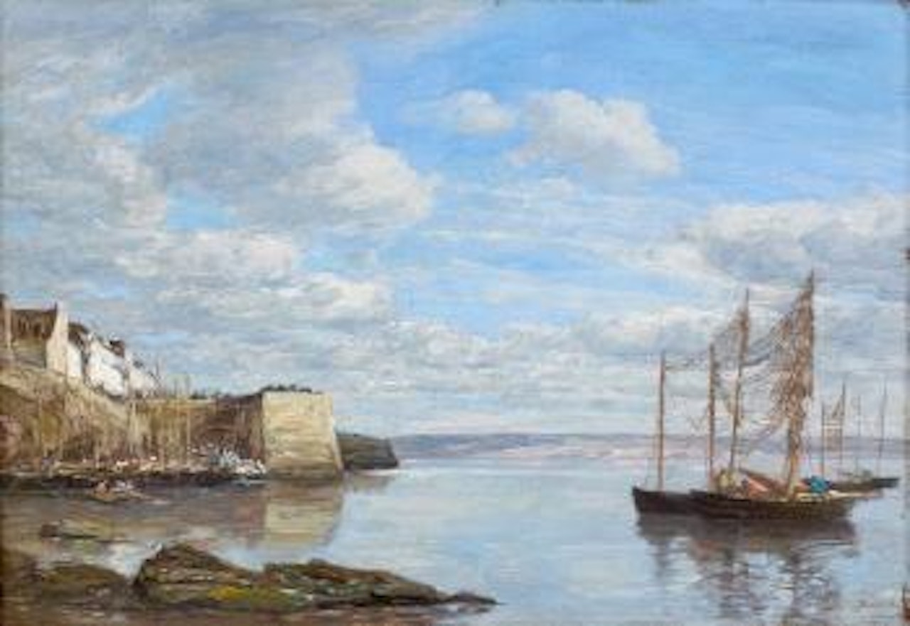 Bretagne, rivage et port by Eugène Boudin