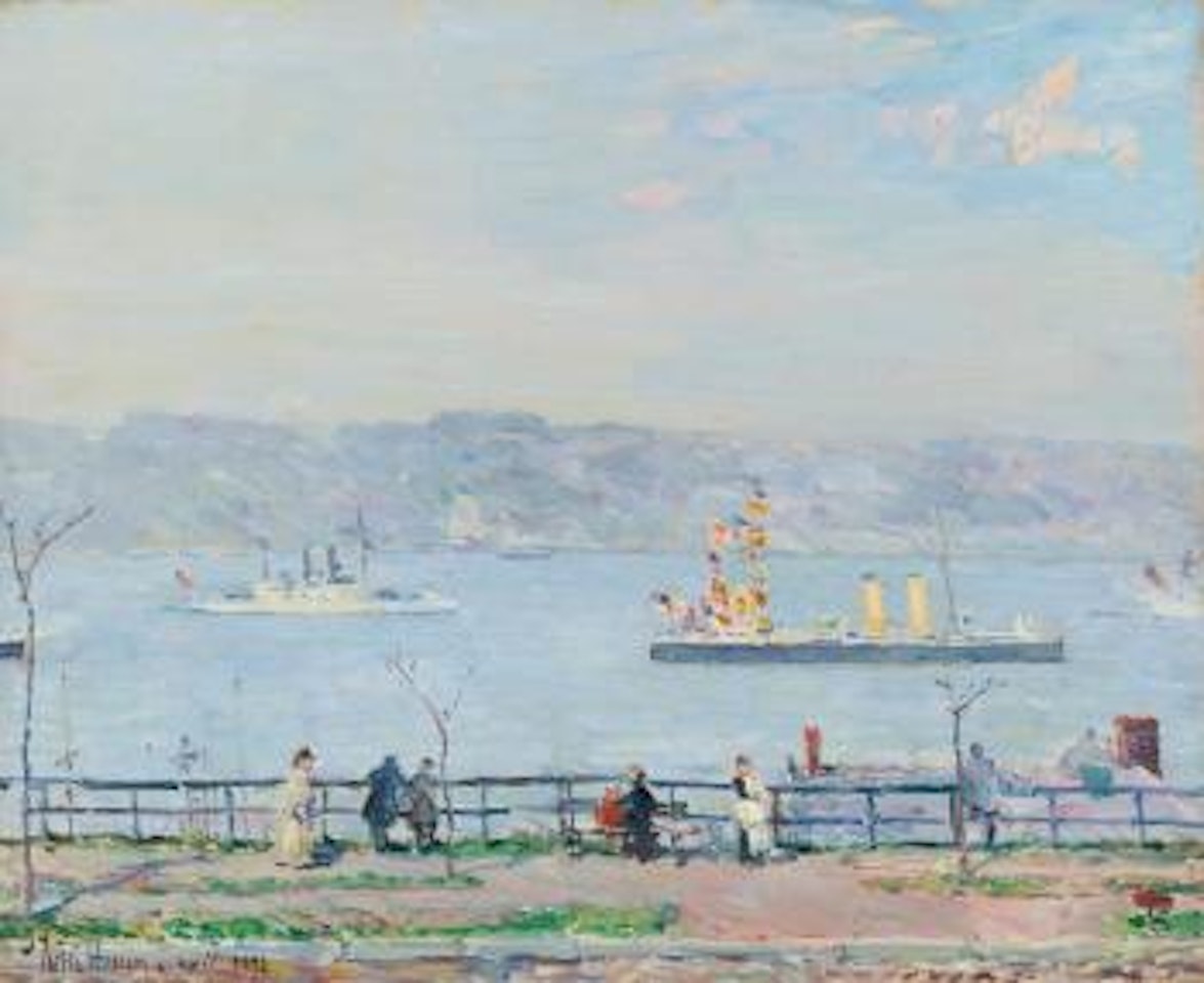 Men O'war: The Blake And The Boston by Childe Hassam
