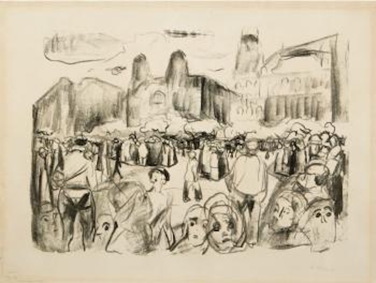 Frankfurter Bahnhofsplatz under Rathenaus likferd by Edvard Munch