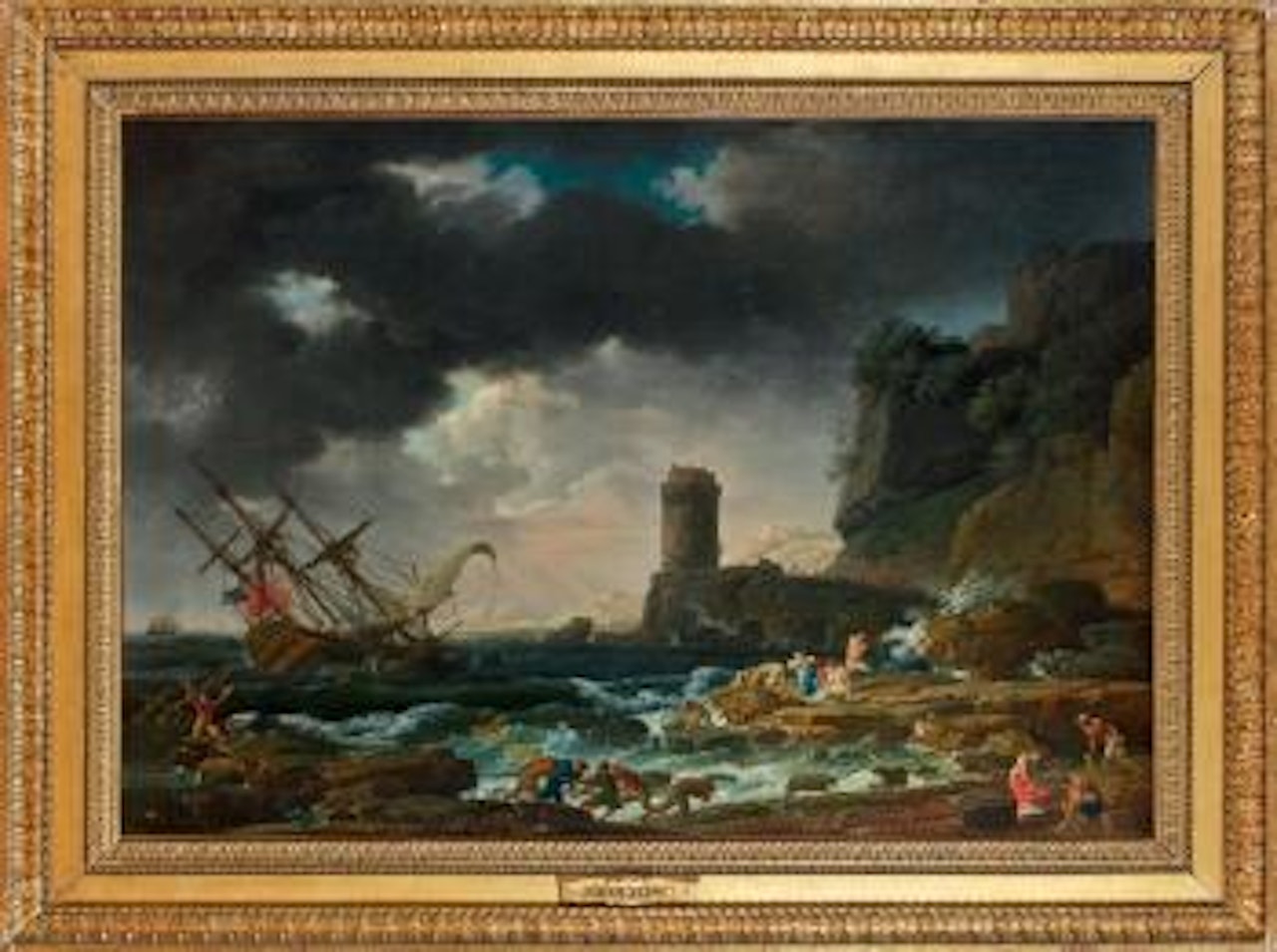 Naufragés dans un paysage à la tour by Claude Joseph Vernet