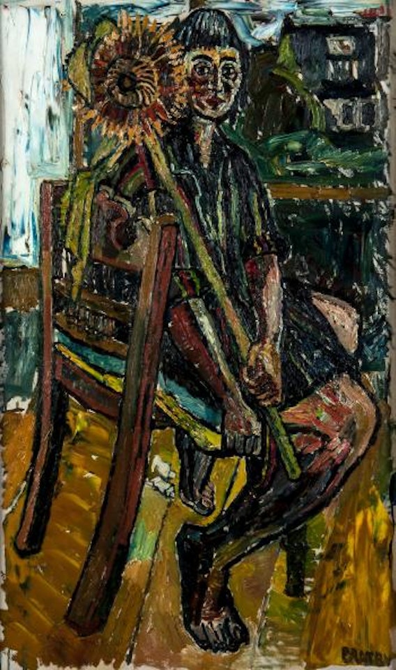 Gloria Bishop with a Sunflower by John Bratby