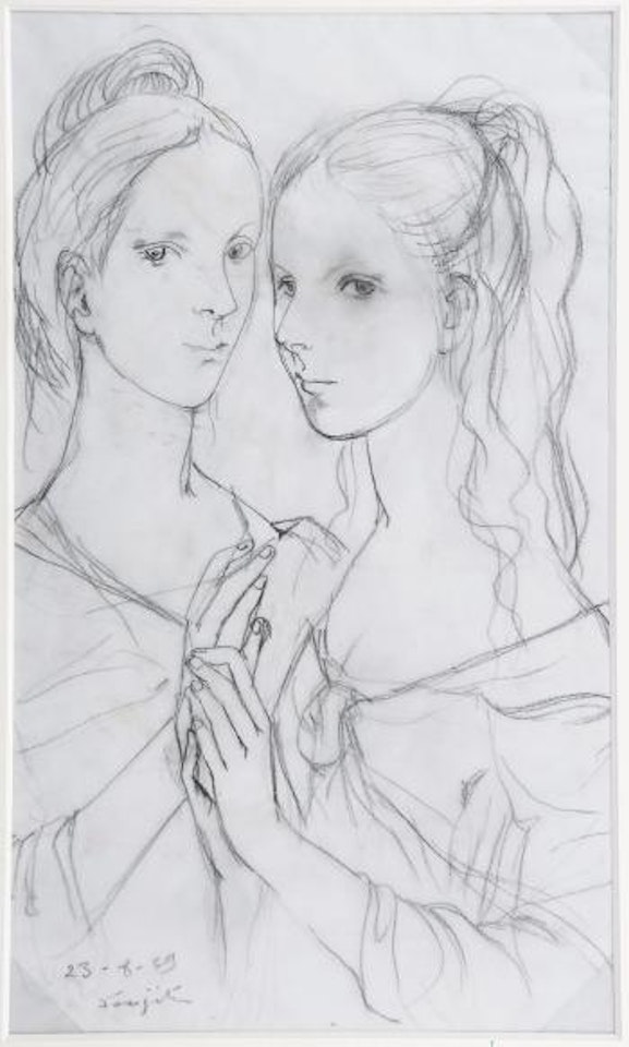 Deux Jeunes Filles by Leonard Tsuguharu Foujita