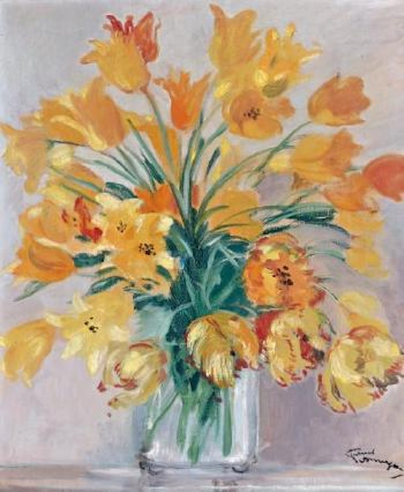 Vase de tulipes jaunes by Jean Gabriel Domergue