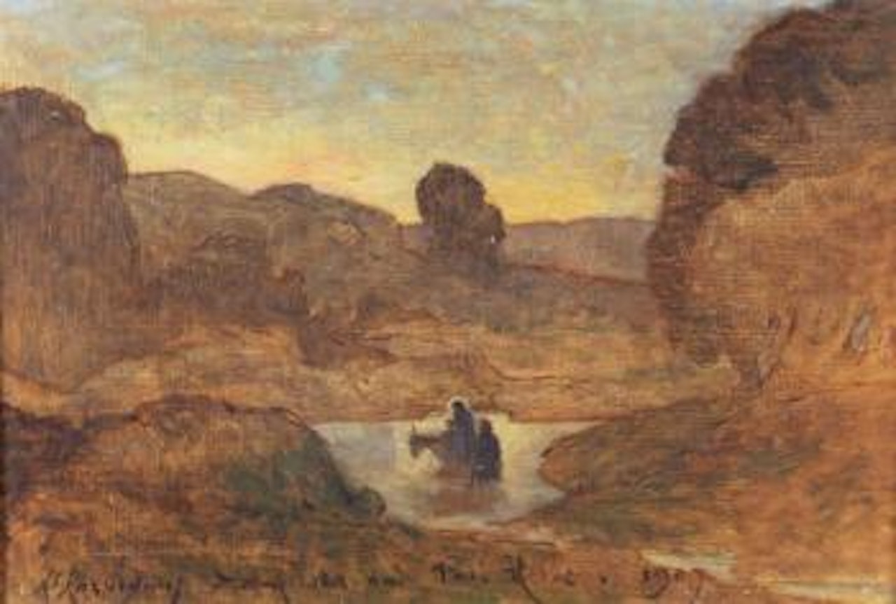 La fuite en Egypte by Henri Harpignies