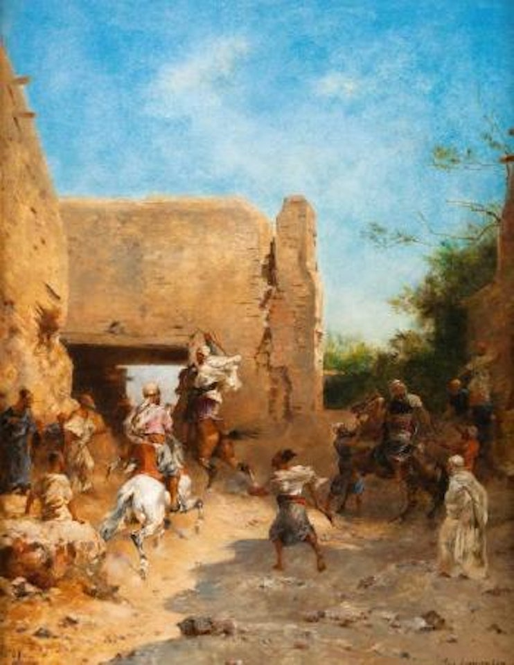 Le départ des chasseurs pour Laghouat by Eugene Fromentin