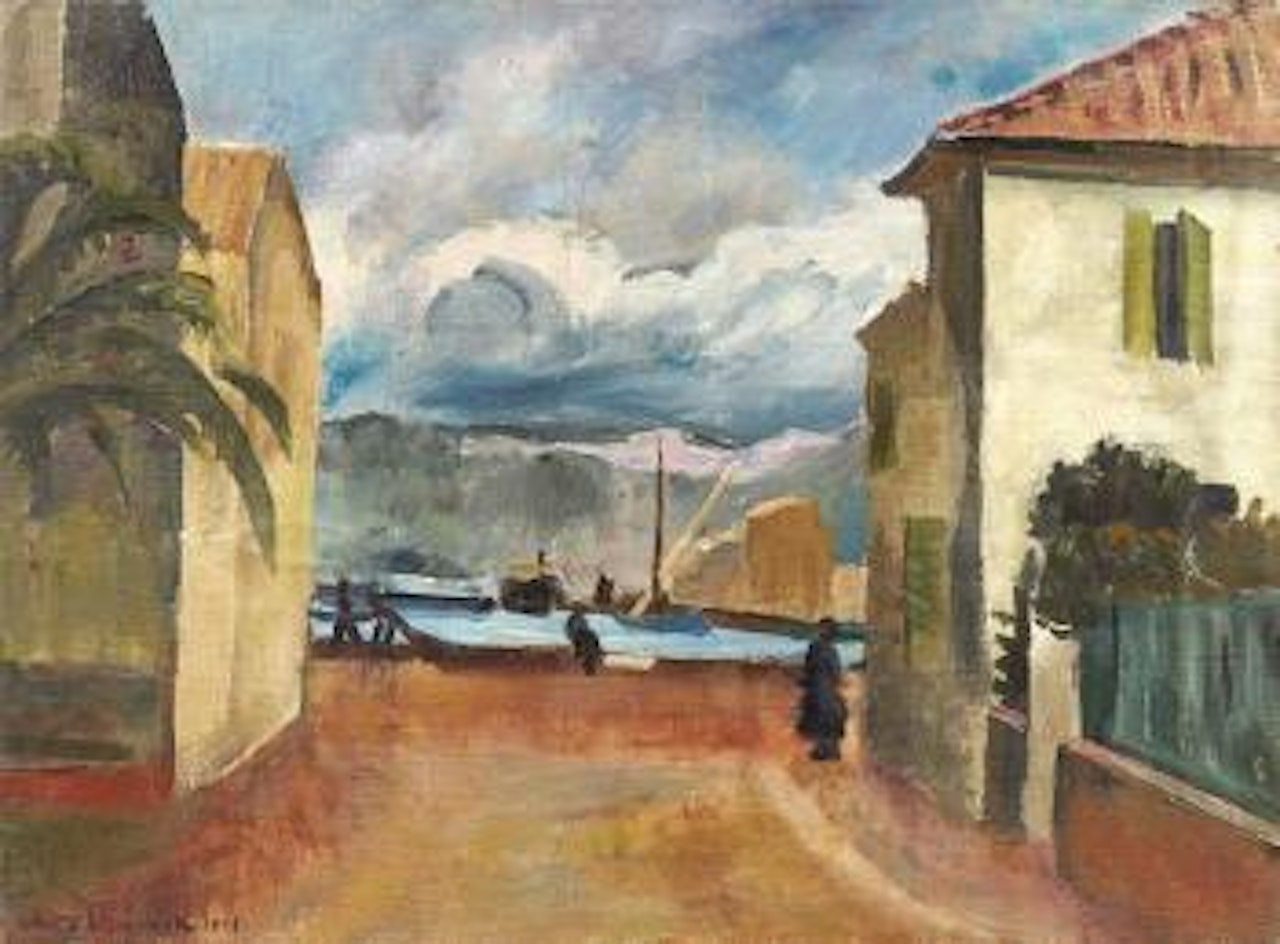 Rue de village donnant sur le port by Willy Eisenschitz