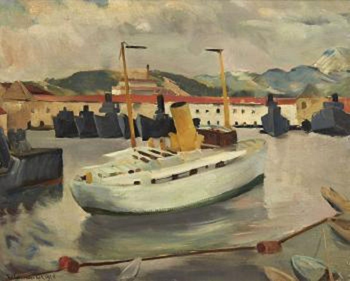 Le steamer blanc dans le port de Toulon by Willy Eisenschitz