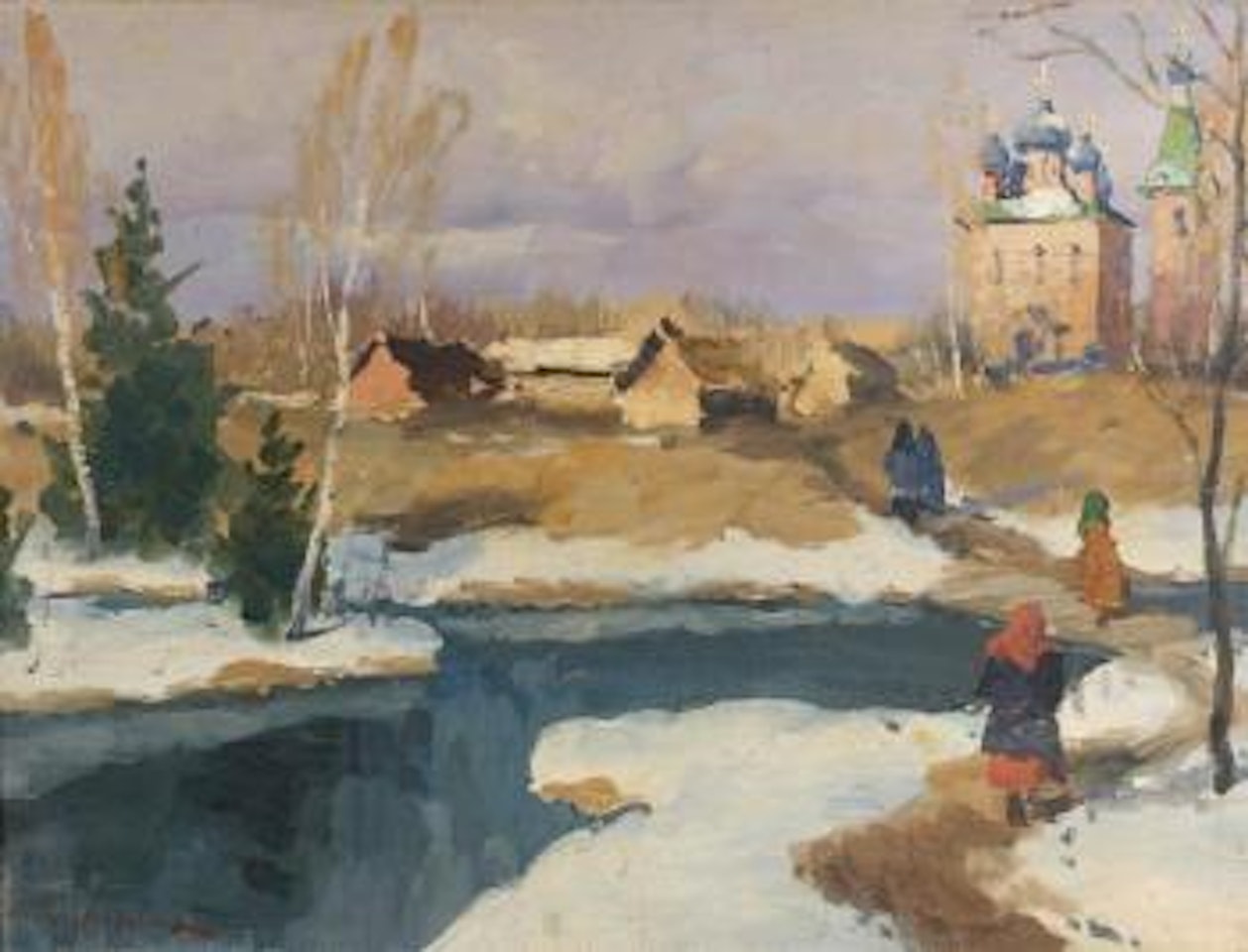 Paysage enneigé en Russie by Georgij Aleksandrovic Lapschin