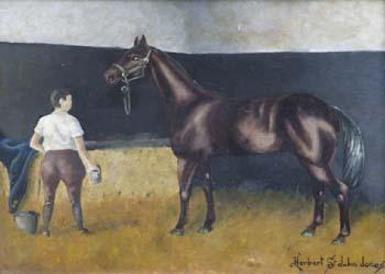 Portrait of a horse in a stable by Herbert H Jones