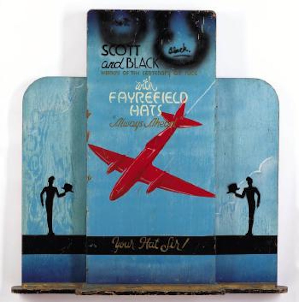 Advertising Board for Fayrefield Hats: Scot and Black Winners of the Centenary Air Race by Sidney Nolan