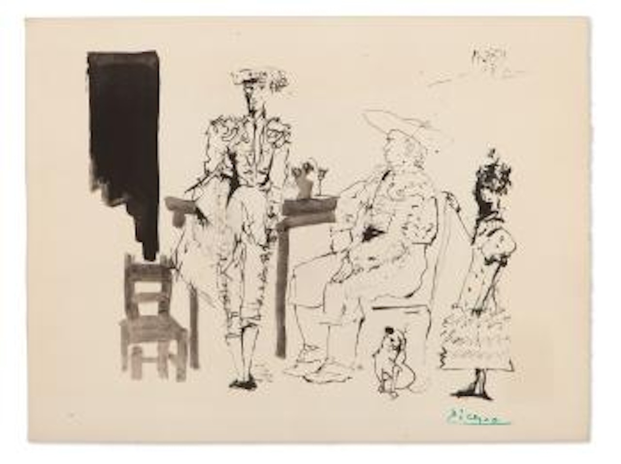 Deux Picadors Et Femme by Pablo Picasso