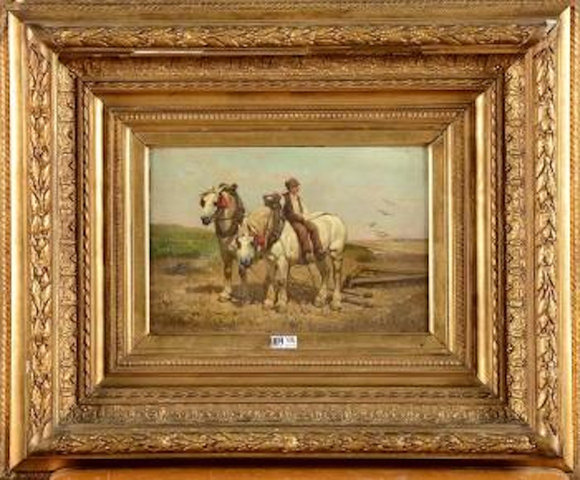 Laboureur aux champs avec son attelage by Frans de Beul