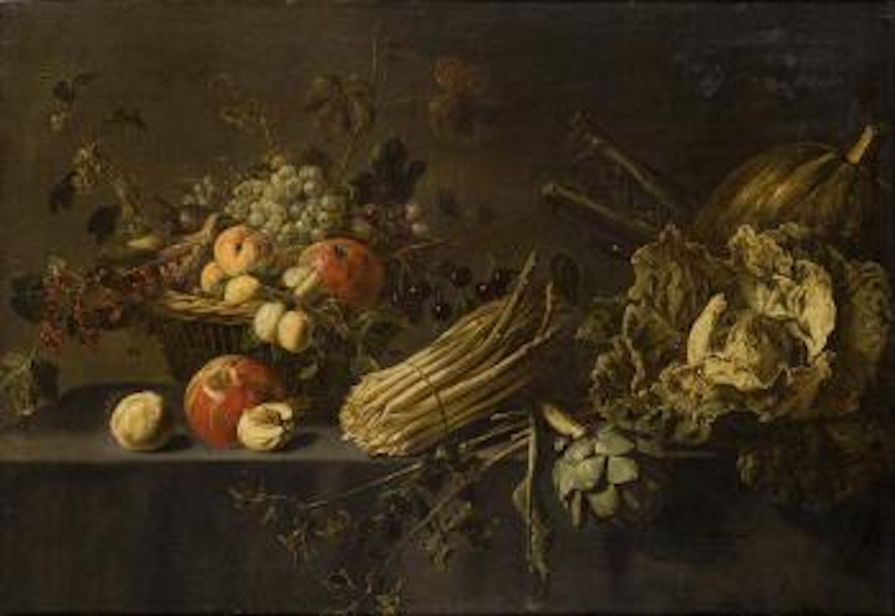 Natura morta di frutta e ortaggi by Adriaen van Utrecht