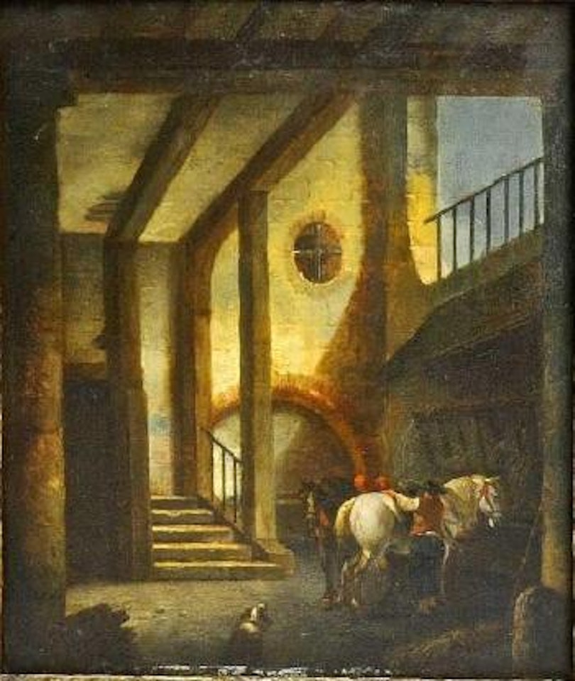 Chevaux dans une étable by Pierre Antoine Demachy