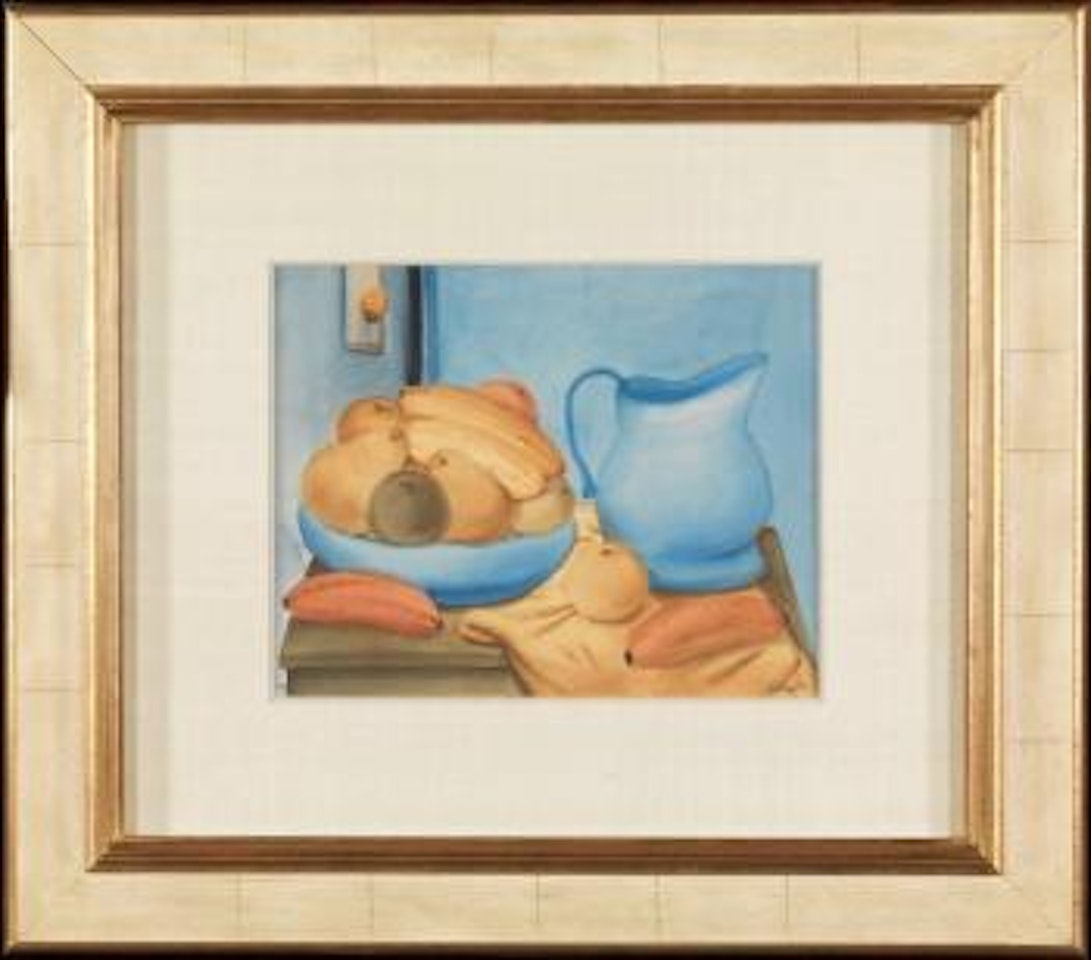 Nature morte à la cruche et coupe de fruits by Fernando Botero