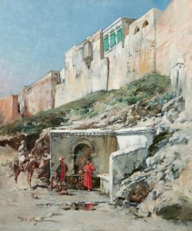 Halte devant une fontaine by Victor Pierre Huguet