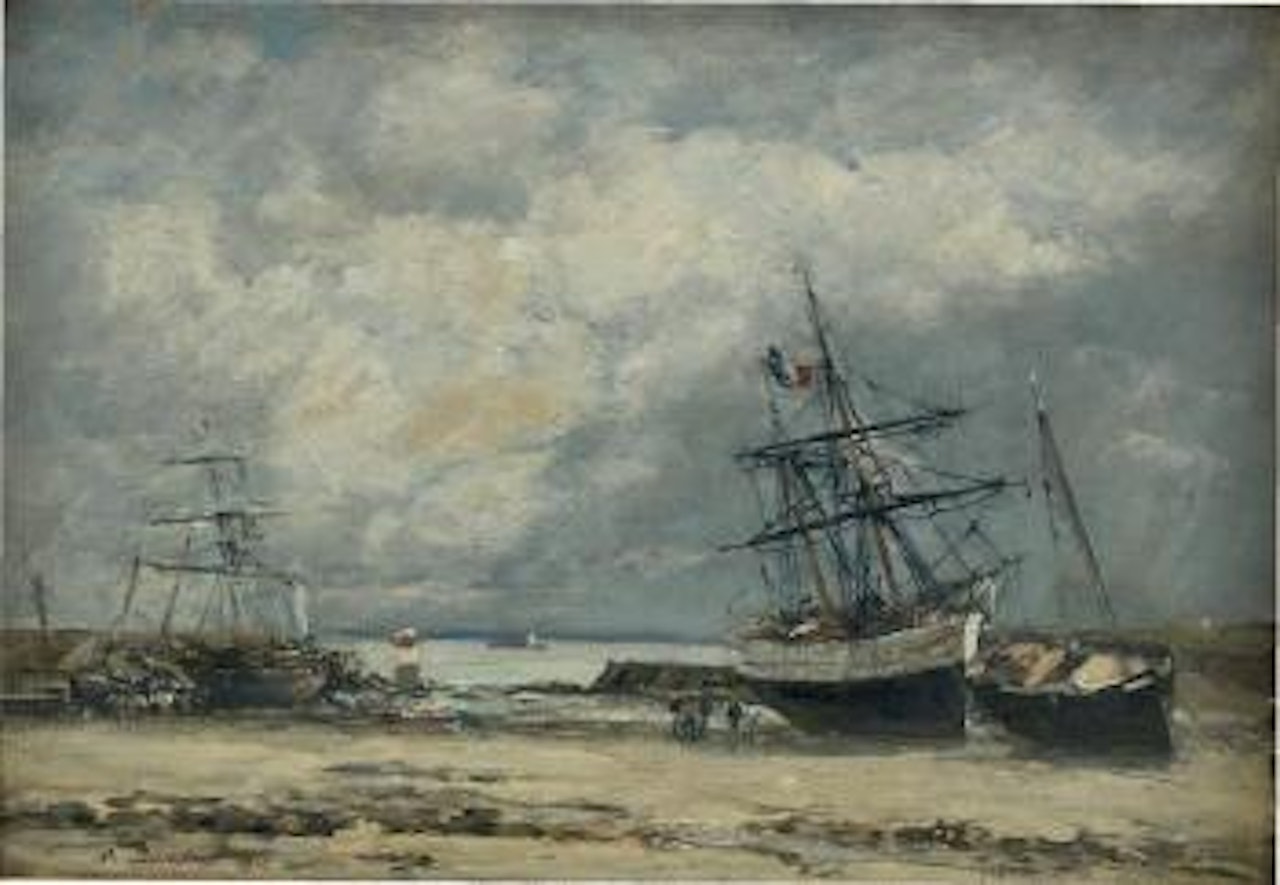 Portrieux, le port à marée basse by Eugène Boudin