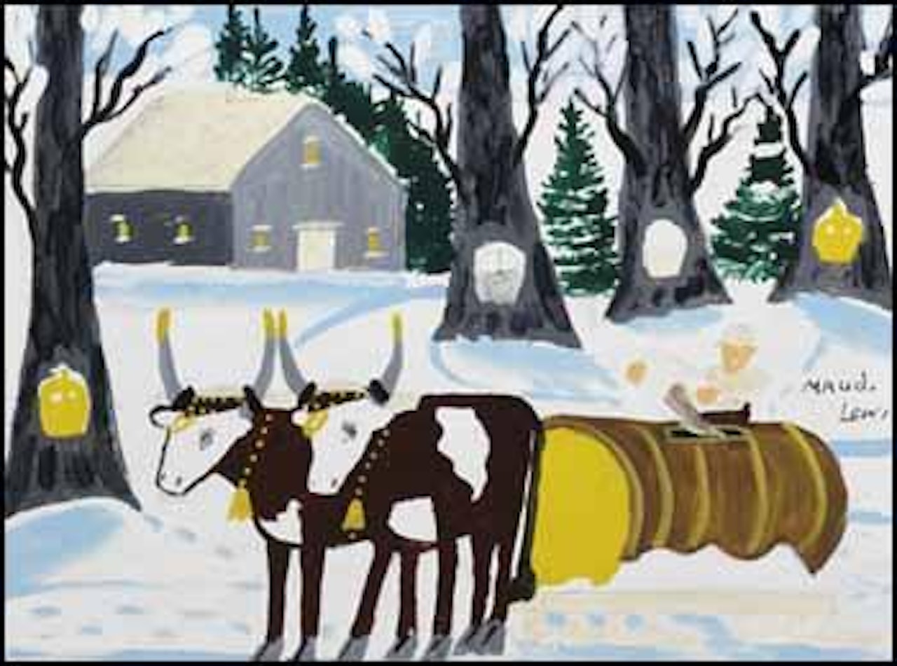 Two Oxen in Winter by Maud Lewis
