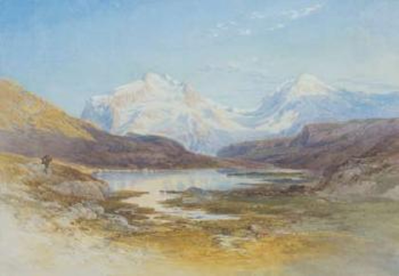 Sunset on snow covered mountains by Nicholas Chevalier