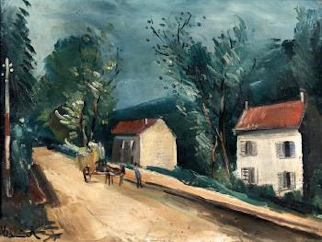 Charrette dans une rue de village by Maurice de Vlaminck
