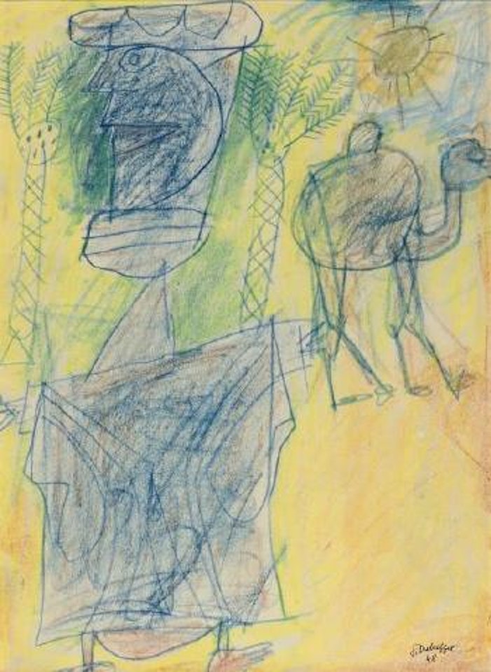 Bédouin et son chameau sous le soleil by Jean Dubuffet