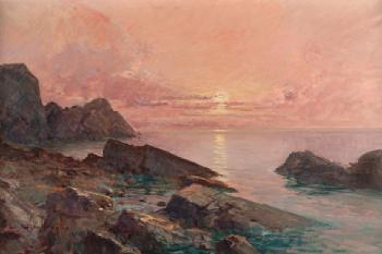 Tramonto sulla scogliera ligure by Cesare Bentivoglio
