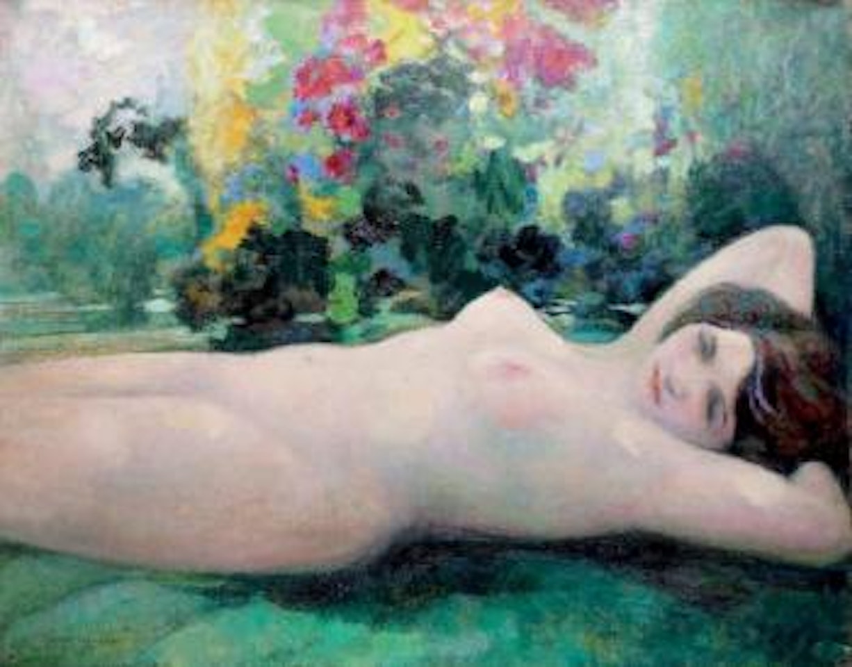 Nu dans le parc fleuri by Victor Charreton