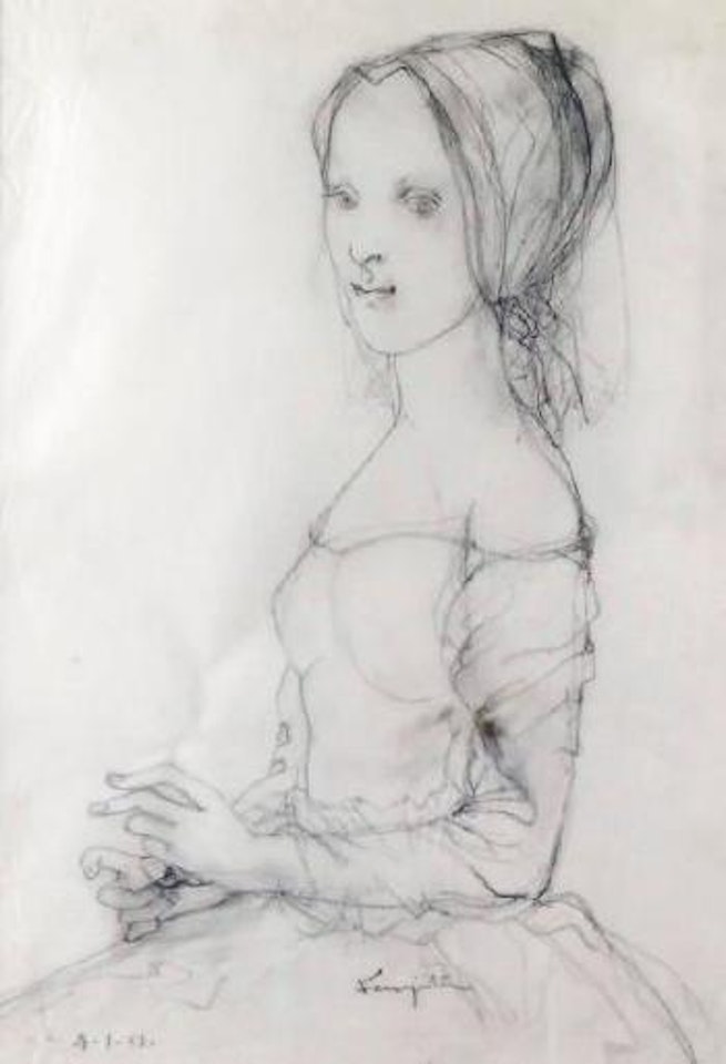Jeune femme à la coiffe by Leonard Tsuguharu Foujita