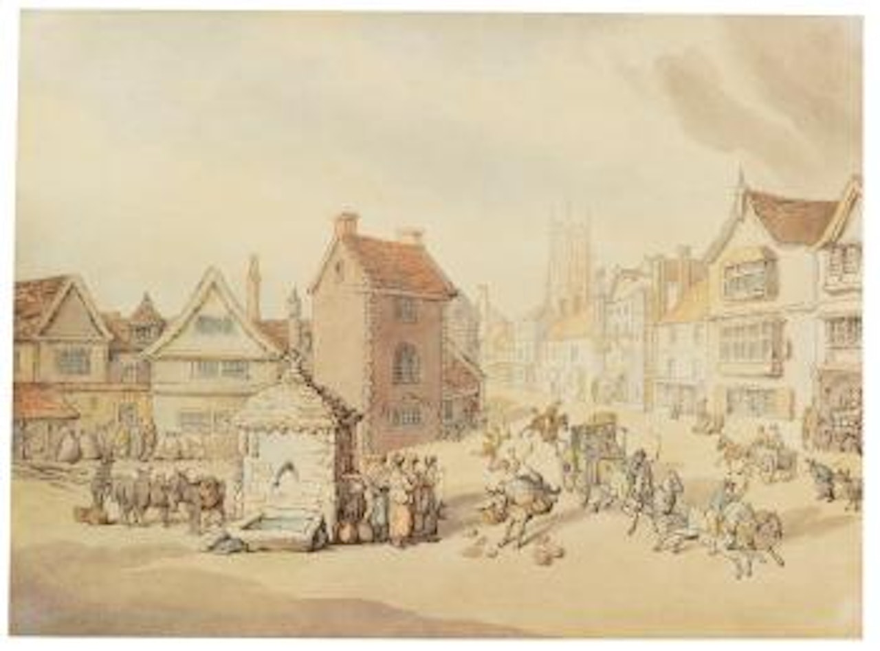 The Marketplace At Market Harborough by Thomas Rowlandson