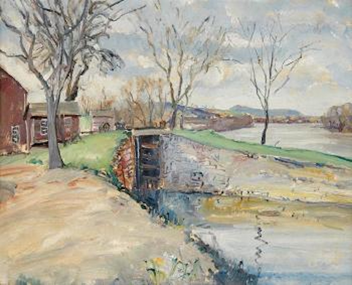 Lock along the Delaware by Walter Emerson Baum