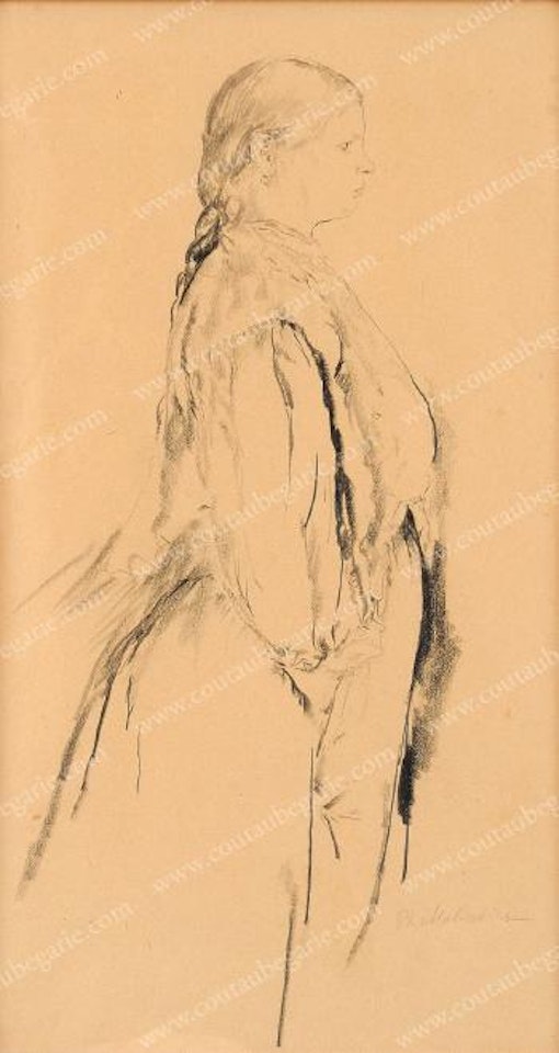 Portrait d’une jeune femme vue de profil by Filip Malyavin