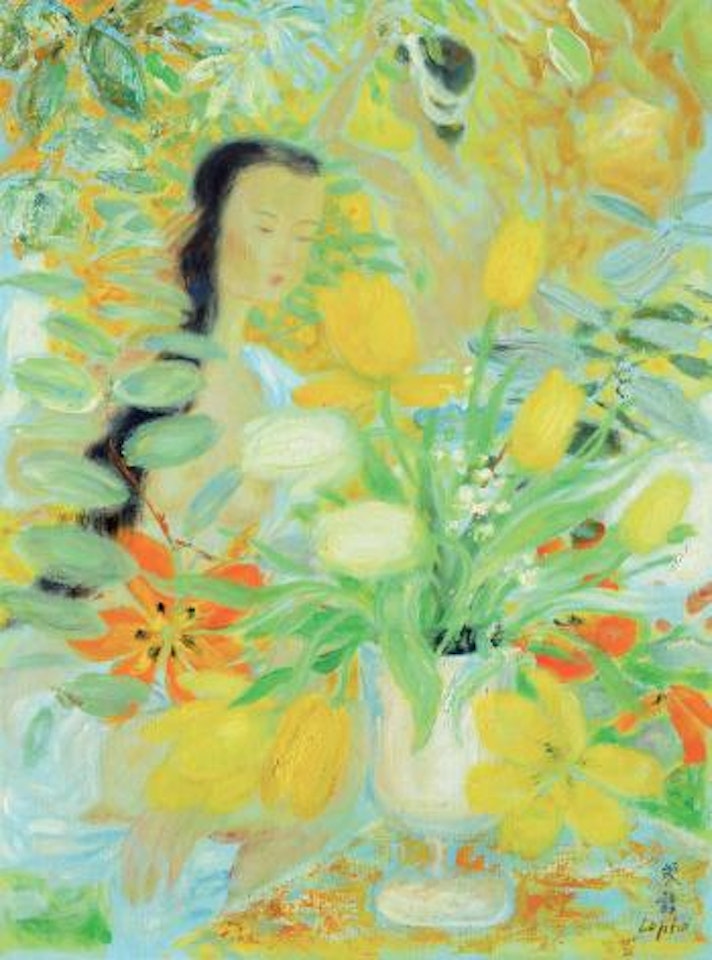 Lady with Flowers by Le Pho