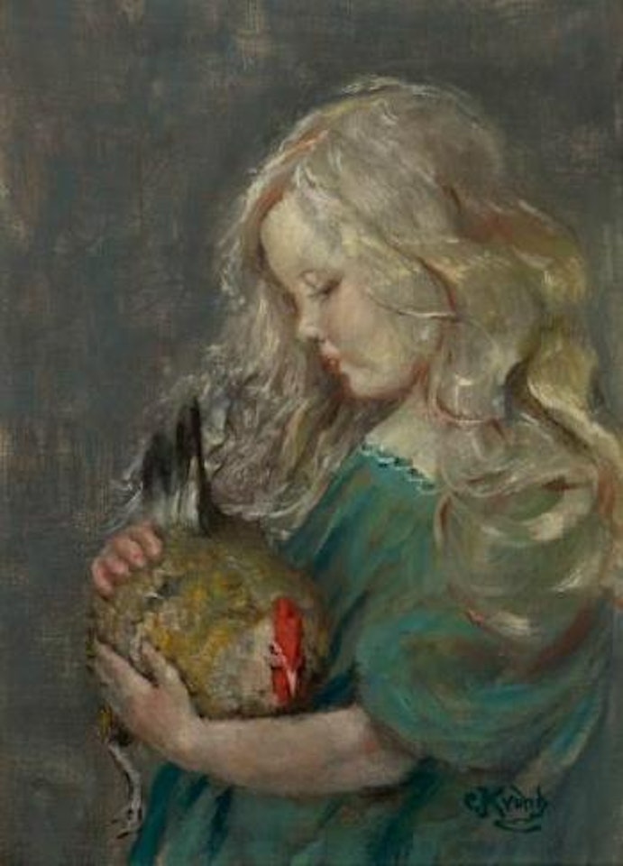 Ingrid Thaulow med brun høne by Christian Krohg