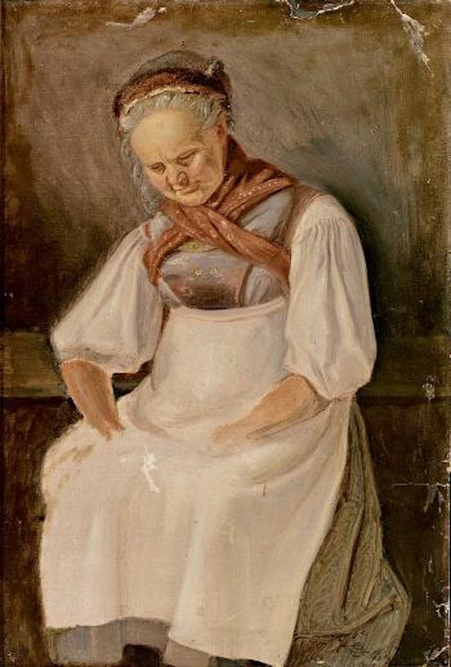 Studie einer sitzenden Bäuerin by Carl Spitzweg