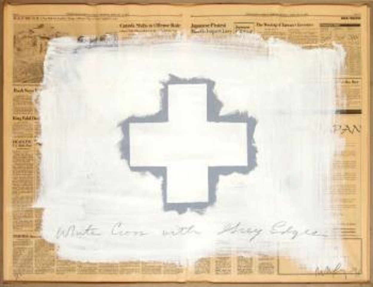 White cross with grey edger by Robert Longo