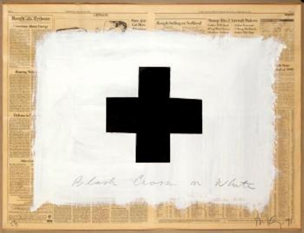 Black cross on white by Robert Longo